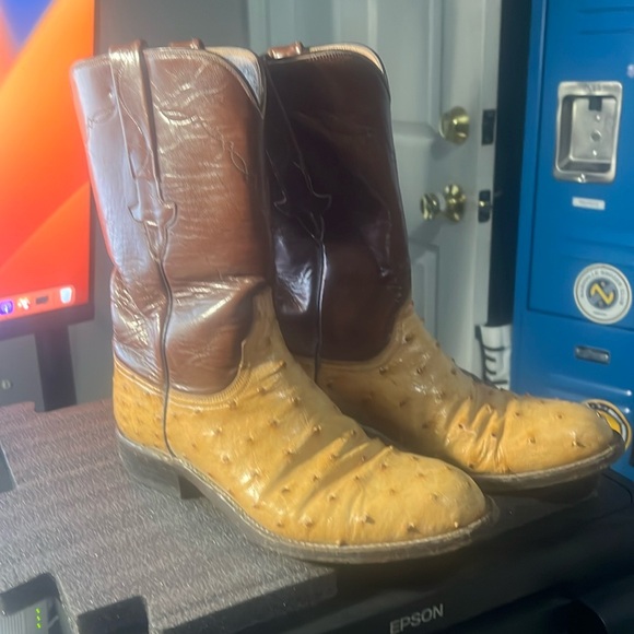 Lucchese Saddle Tan Ostrich Pin Pumps Womens Size 8* pre-owned Vintage. - Picture 9 of 14